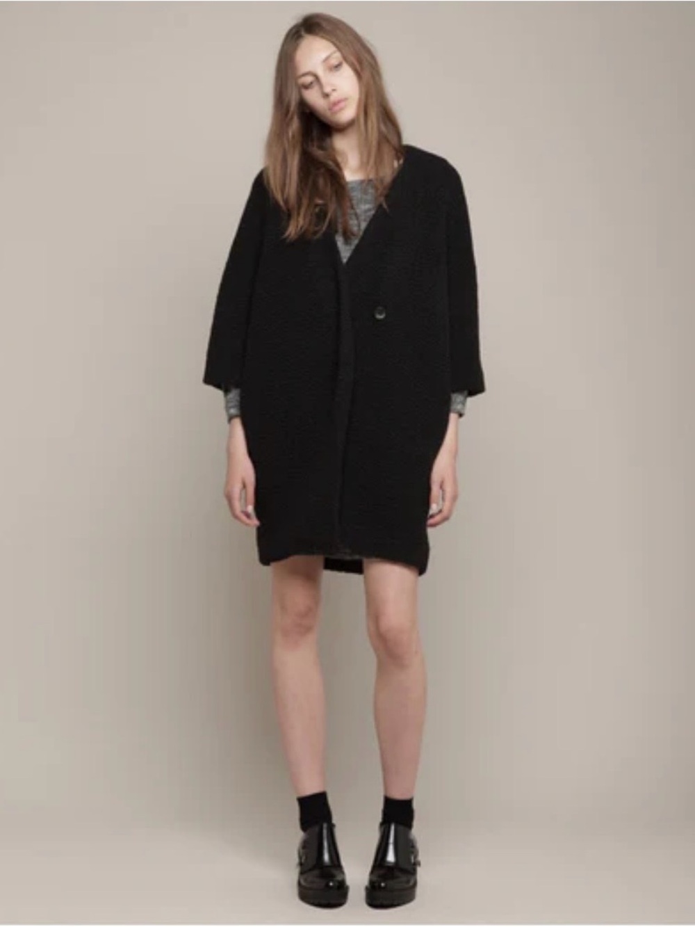 Thakoon Addition Vintage Cocoon Coat Textured Oversized